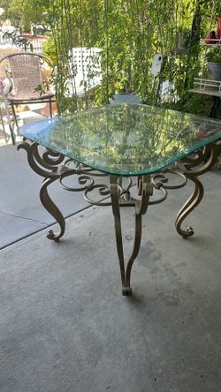 Metal and glass table