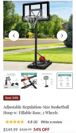 New in box basketball regulation size hoop and Fillable base