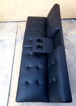 kids sofa/ bed foldable black faux leather 65"x32"