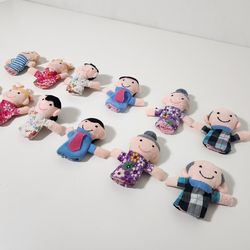 12pcs Plush Finger Family Members Set Toys for Children Story Time Playtime