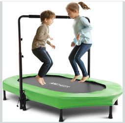 Brandnew Trampoline for Kids, Toddler Trampoline Indoor Sports and Outdoor Games 56" Kids Rebounder 220LBS Capacity with Adjustable Safety Handrail Fo