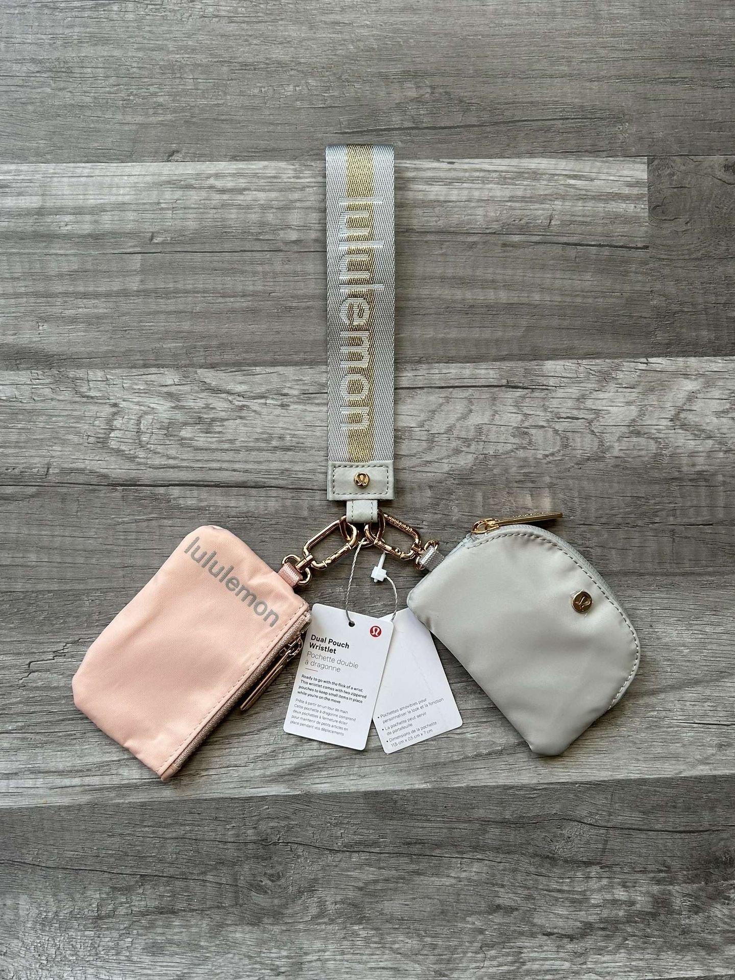Lululemon Dual Pouch Wristlet Peach and Gray New With Tags