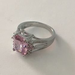 Pink Stone Ring, Size 8