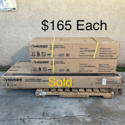 NEW Husky 46” Adjustable Height Work Table w/Wood Top, Gloss Black **3 Available, $165 Each**