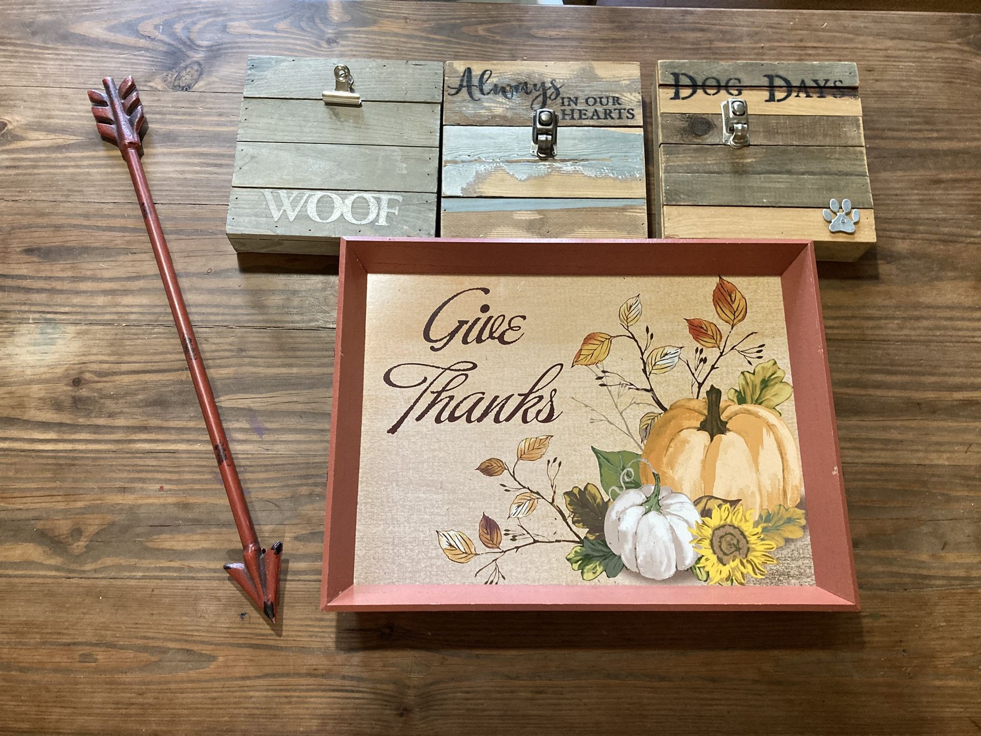 Wooden Tray And Signs