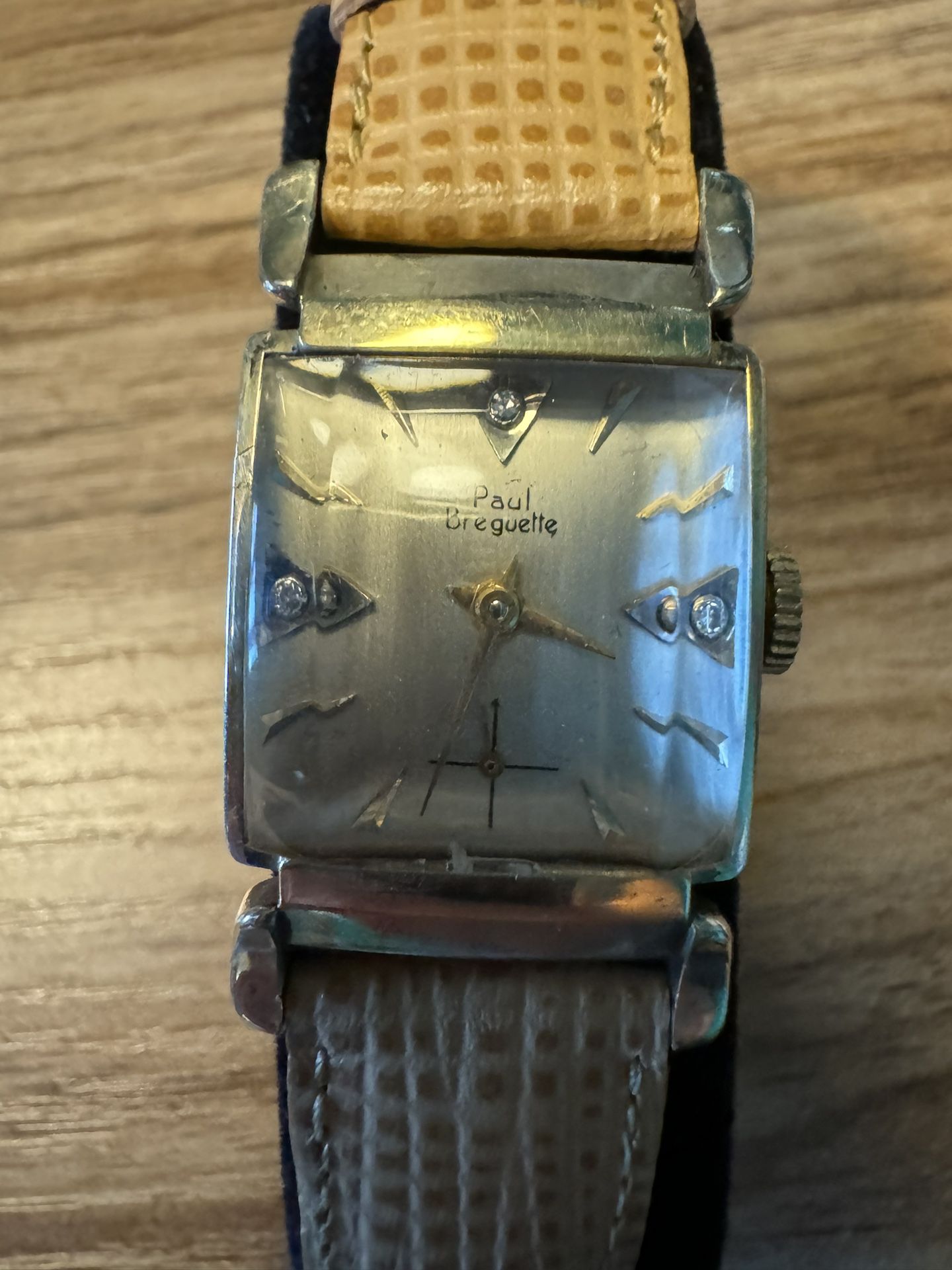 Vintage Paul Breguette 10k Gold Diamond Dial Watch