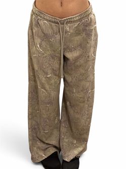 Wide Leg Sweatpants with Camo Print|S