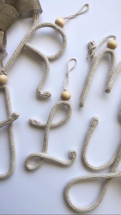 Letter Ornaments Cotton Knitted Wire Letters Christmas Ornaments