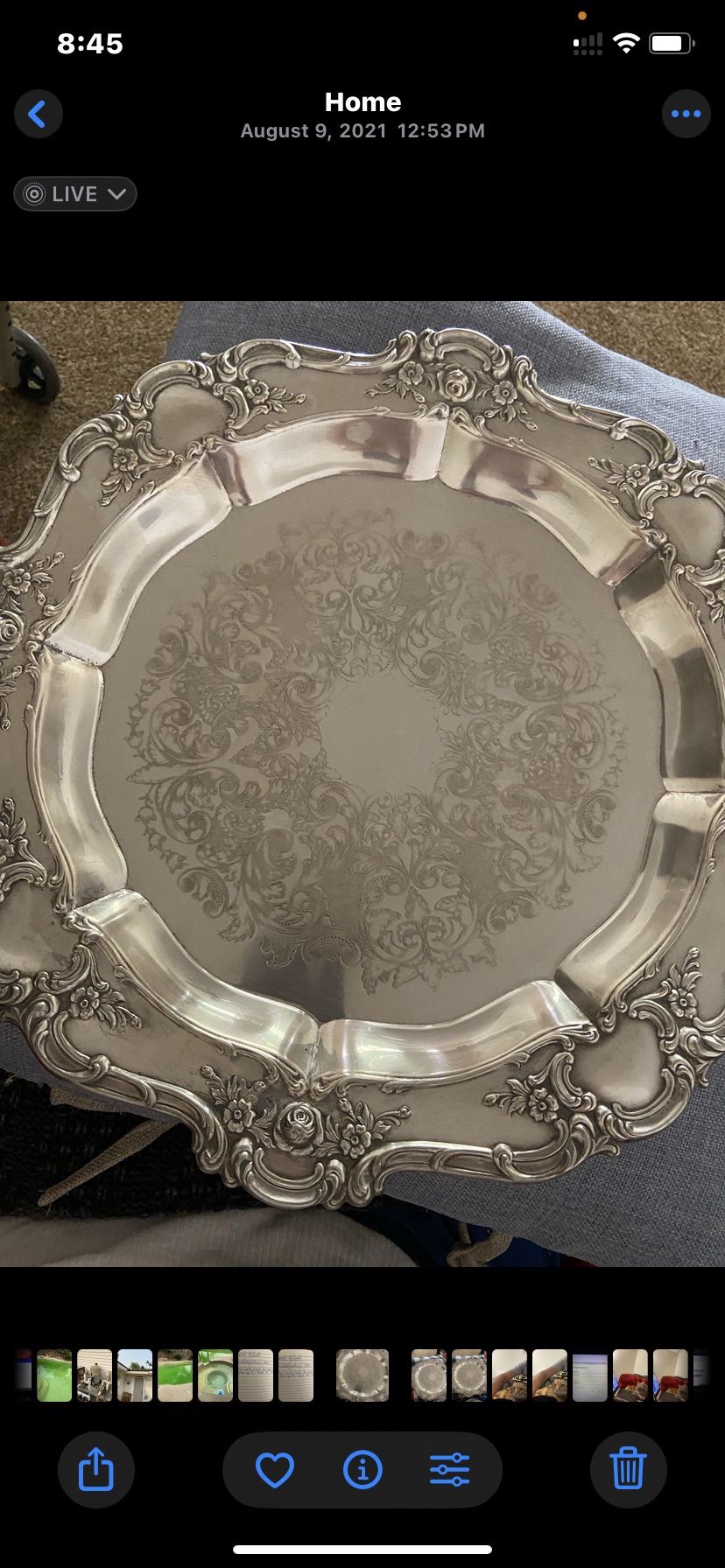 Towel ( Silverplate) Platter Vintage Detailing 
