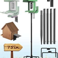 75 Inch Height Bird House Pole with 1-Inch Dia Heavy Duty for Birdfeeders, Feeding Stand with Mount Kit