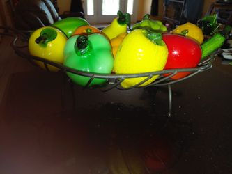 Glass fruit with wire basket