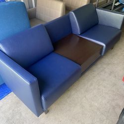 HON 2 Seater Lounge Waiting Room Sofa With Attached Wooden Table