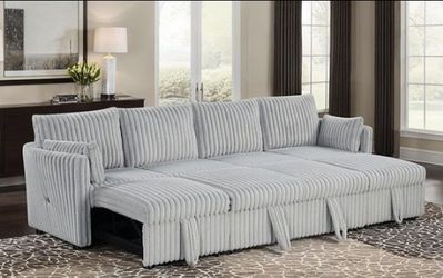 3pcs Sectional Sofa w/pullout chaise, pulloutbed & USB connection
