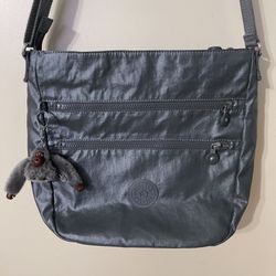 Kipling Crossbody Bag Purse Nylon Silver Gray