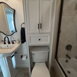 Freestanding Bathroom Storage Cabinet / Over-Toilet Organizer – White