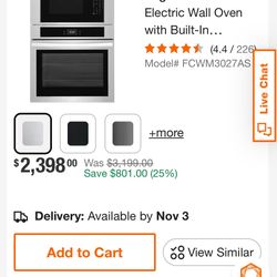 Frigidaire 30”Wall Oven & Microwave Stainless(New)