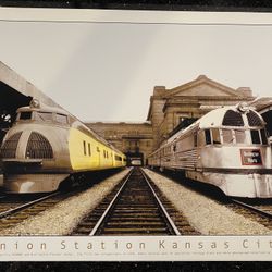 1934 Union Pacific & Zephyr Streamliners in Union Station Photoart Print 13x19”