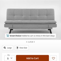  74" Convertible Futon / Sofa Bed with Adjustable Armrests