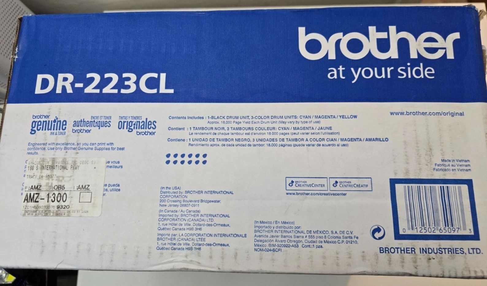 BROTHER DR-223CL DRUM UNIT SET - 18,000 PAGES 3x