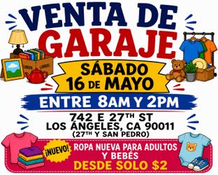 Garage sale $1 items $5 items  E 27th St & San Pedro