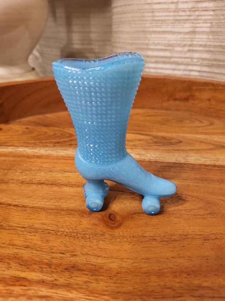 Blue Milk Glass Vintage Roller Skate 