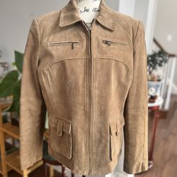 Alfani Brown 100% Suede Leather Jacket 