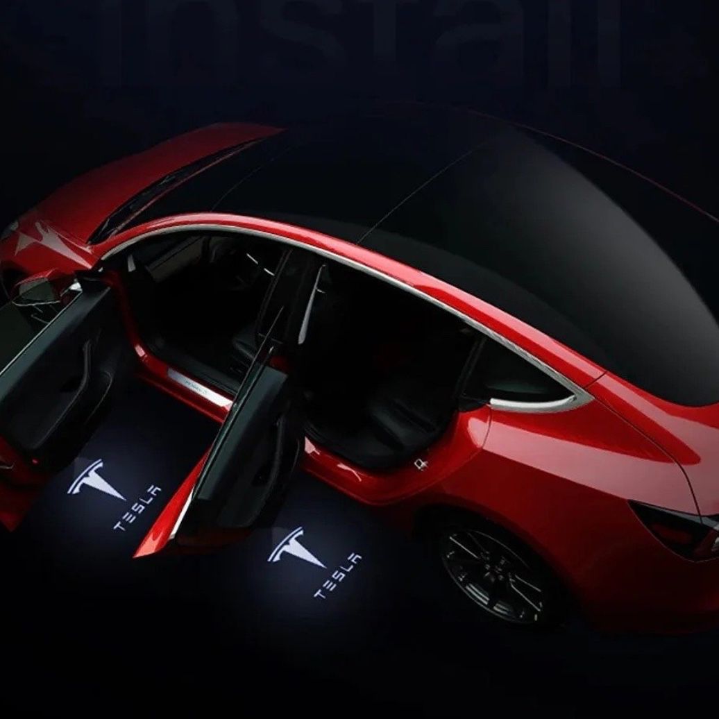 2× For Tesla Model 3 Y S X Puddle Light Car HD Logo Projector Door Accessories
