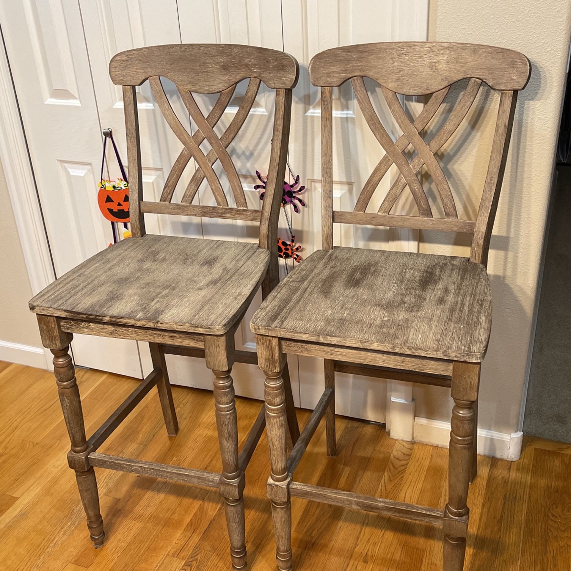 2 Wood Bar stools 
