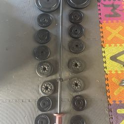 Weights Plates / Bar.      90 Dollars 