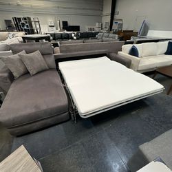 Sectional with queen sleeper bed memory foam