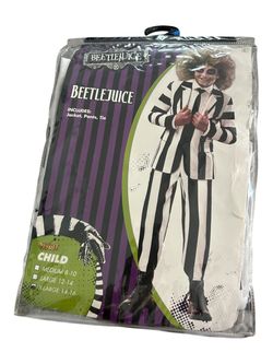 Beetlejuice Child Halloween Costume Size XL (14-16)