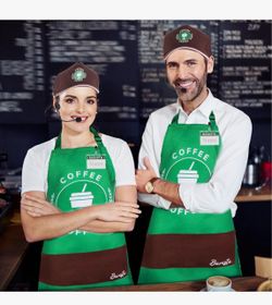 New! Halloween Coffee Barista Costume Set Adult