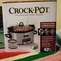 Crockpot Portable 6 Quart Slow Cooker with Locking Lid and Digital Timer
