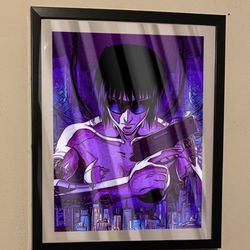 Custom Art Piece of the anime movie ghost in the shell cover in black frame