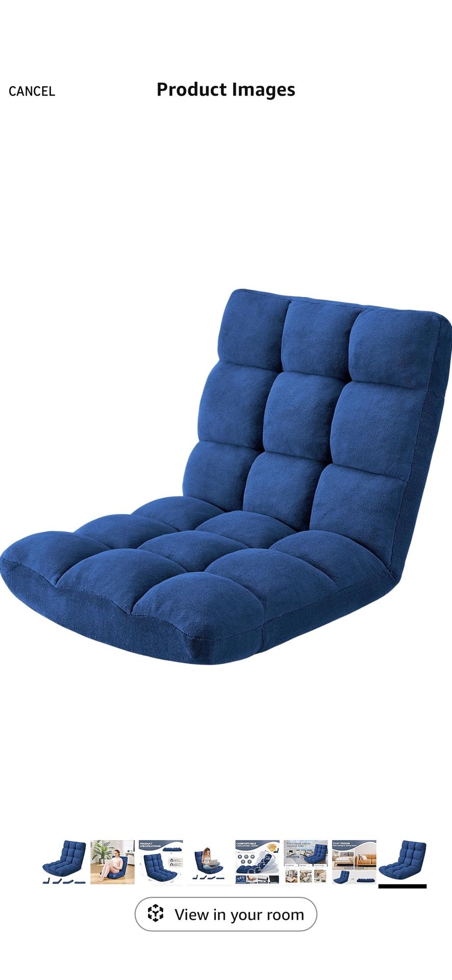 Folding Floor Gaming Chair 14-Poistion Cushioned Adjustable Floor Lazy Sofa Chair