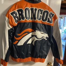 NEW  LEATHER  DENVER  BRONCOS  JACKET, Custom Made