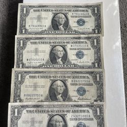 1957 4 silver $1 Bills