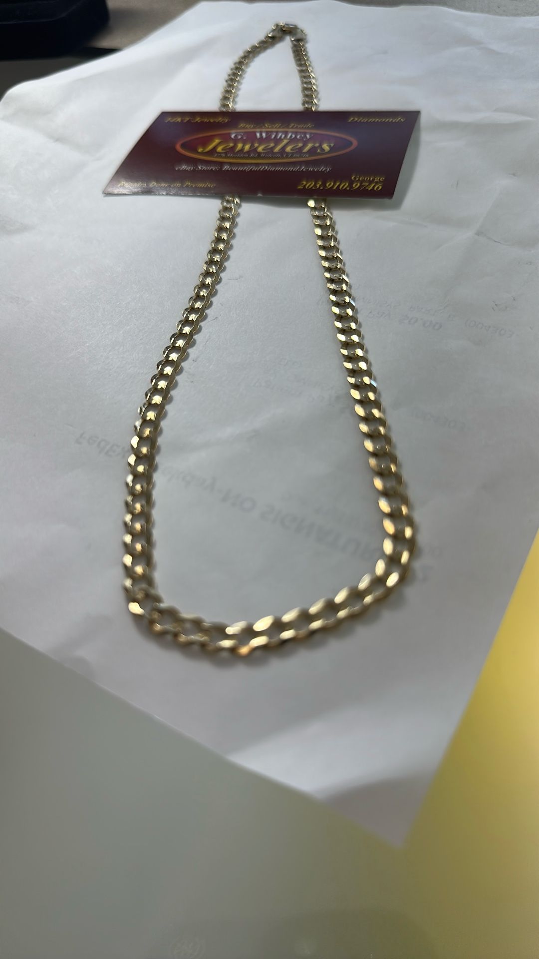 14 Kt, Genuine Gold , Not Plated , 22” Curb Link Necklace 5 1/2 Millimeters Wide