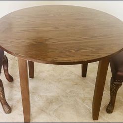 Brown Wood Round Dining Kitchen Table Furniture 