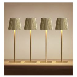 LUTEC 4 Pack Cordless Table Lamp,6000mAh Rechargeable Battery Operated Desk Lamp,Two Adjustable Heights,Waterproof, Touch Control & 3 Color Stepless D