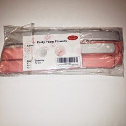 Party Paper Flowers Pink/ White 12 Pcs 8” 10”14”
