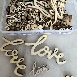 Tiny Rustic Wood Love & hearts Confetti 
