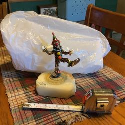 Ronald A. Lee Clown 24k gold & hand painted onyx stone base in mint condition