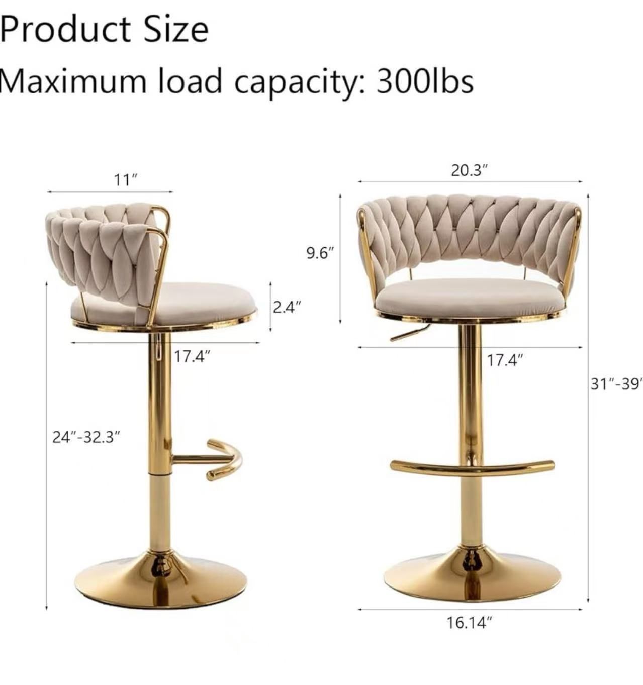 Gold Bar Stools Set of 2 $100