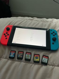 nintendo switch with 5 games