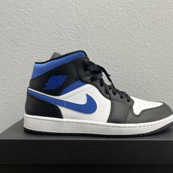 Air Jordan 1 mid white racer blue/ black
