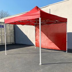 Brand New $109 Heavy-Duty 10x10 FT Canopy with (1 Sidewall) EZ PopUp Party Tent w/ Carry Bag (Red, Blue)