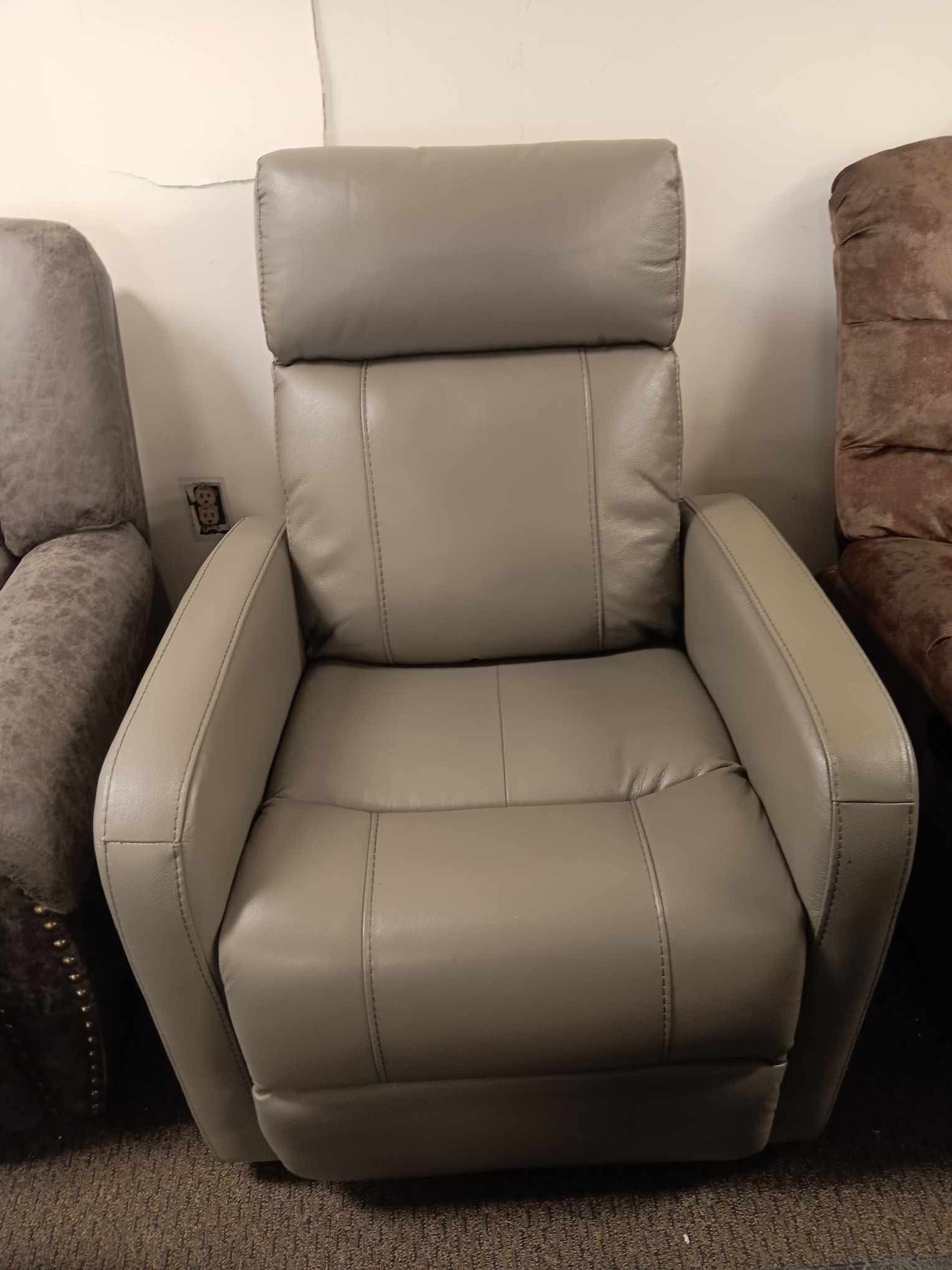 Genuine Leather Power Swivel Glider Recliner Chair for Adults, FSC Certified Electric Nursery Rocker Recliner Chair for Living Room, Haze