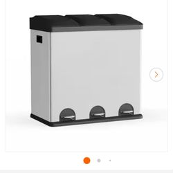 3 Compartment Stainless Steel Trashcan (read description)