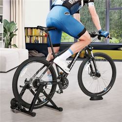 Foldable Indoor Bike Trainer Magnetic Resistance Bicycle Turbo Trainer, Black